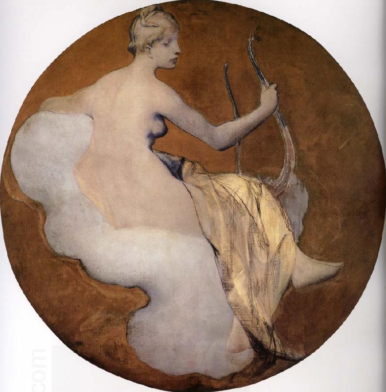 Galland Pierre Victor Esquisse peinte,la Musique ou Joueuse de lyre China oil painting art
